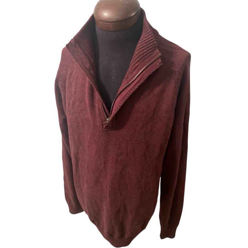 NWT Weatherproof Vintage Men’s XL Burgundy Cotton 1/4 Zip Knit Pullover Sweater